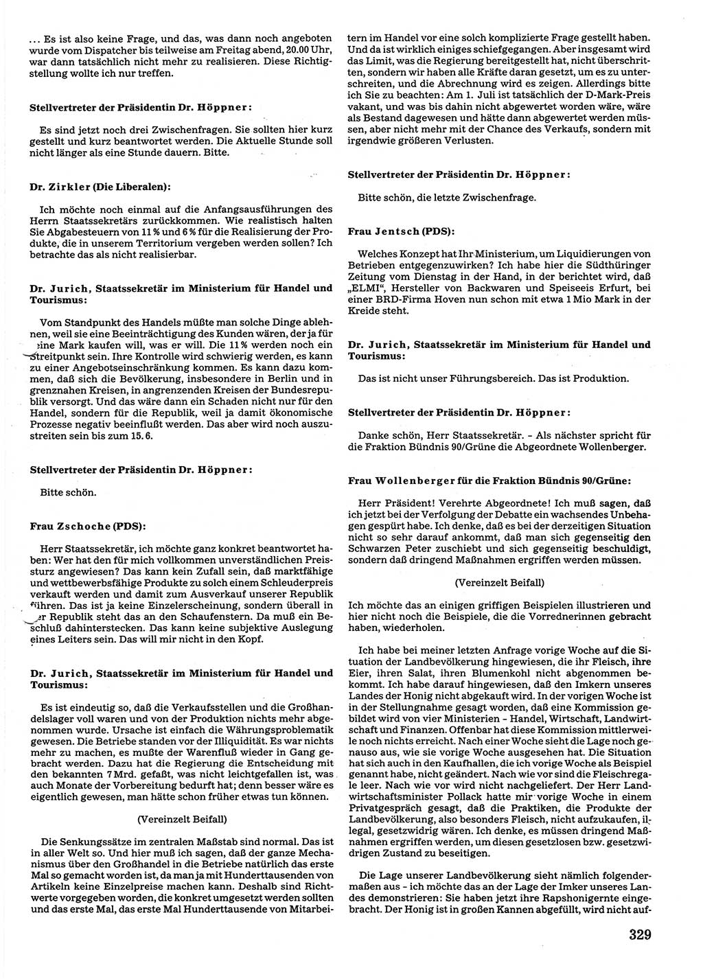 Tagungen der Volkskammer (VK) der Deutschen Demokratischen Republik (DDR), 10. Wahlperiode 1990, Seite 329 (VK. DDR 10. WP. 1990, Prot. Tg. 1-38, 5.4.-2.10.1990, S. 329)