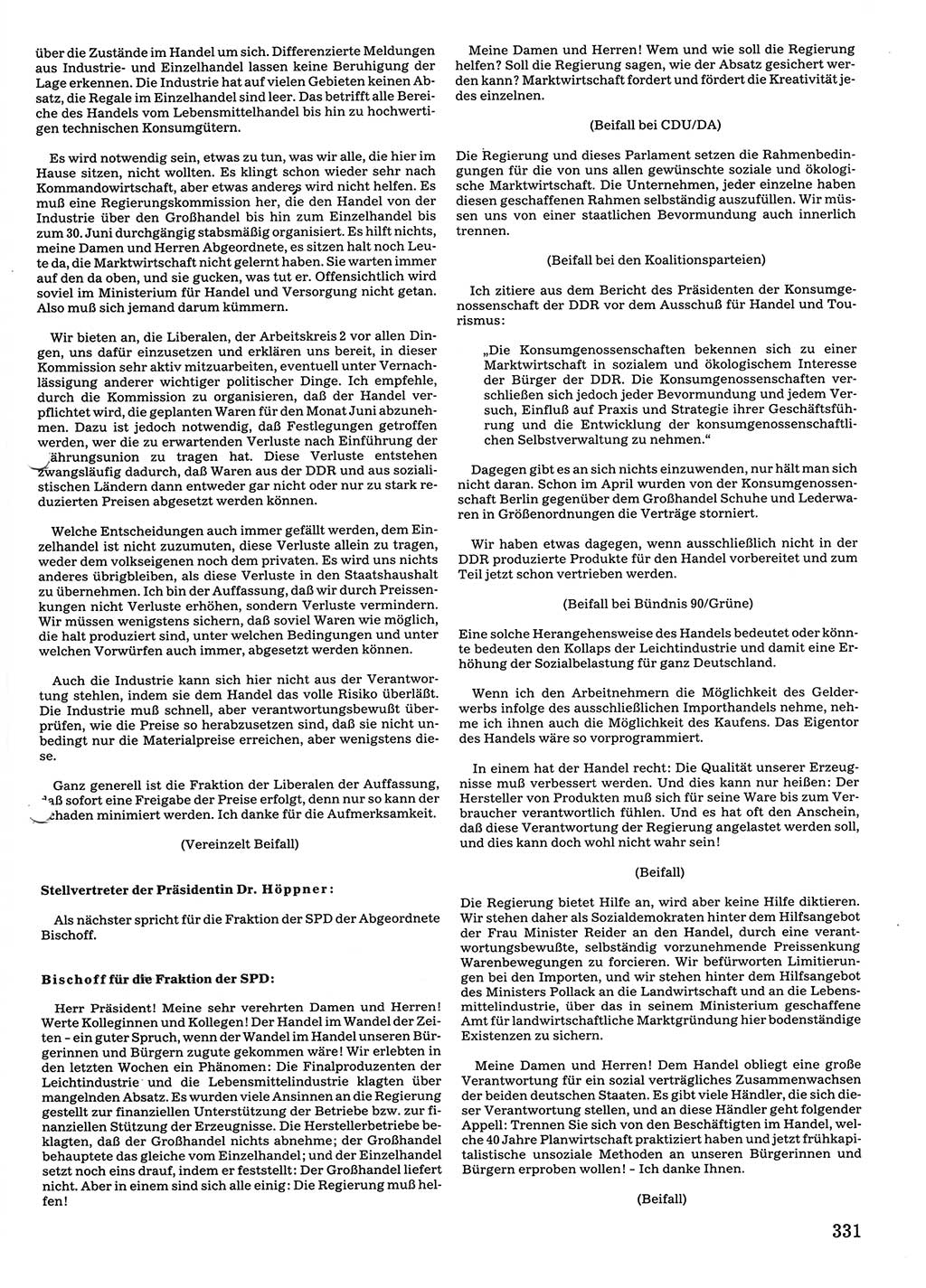 Tagungen der Volkskammer (VK) der Deutschen Demokratischen Republik (DDR), 10. Wahlperiode 1990, Seite 331 (VK. DDR 10. WP. 1990, Prot. Tg. 1-38, 5.4.-2.10.1990, S. 331)