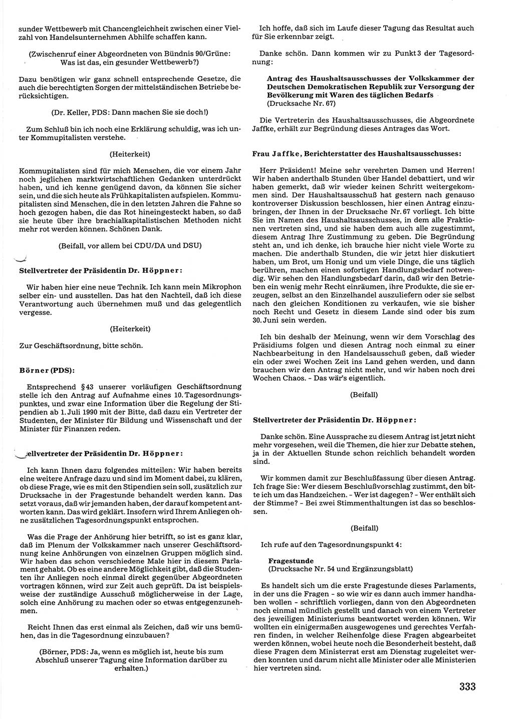 Tagungen der Volkskammer (VK) der Deutschen Demokratischen Republik (DDR), 10. Wahlperiode 1990, Seite 333 (VK. DDR 10. WP. 1990, Prot. Tg. 1-38, 5.4.-2.10.1990, S. 333)