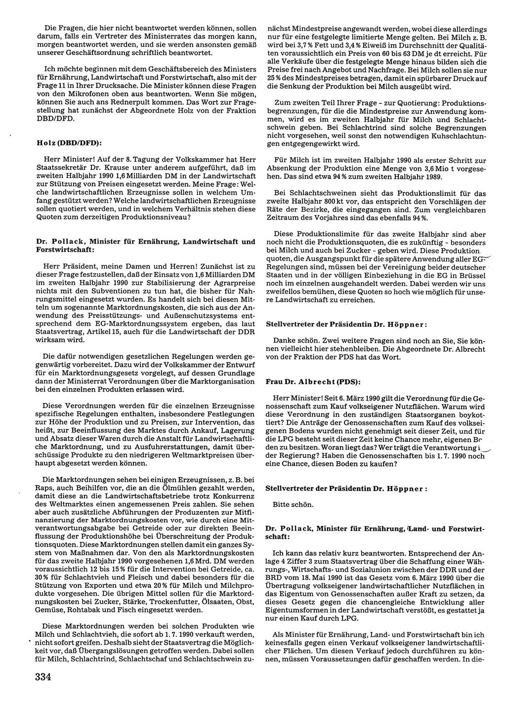 Tagungen der Volkskammer (VK) der Deutschen Demokratischen Republik (DDR), 10. Wahlperiode 1990, Seite 334 (VK. DDR 10. WP. 1990, Prot. Tg. 1-38, 5.4.-2.10.1990, S. 334)