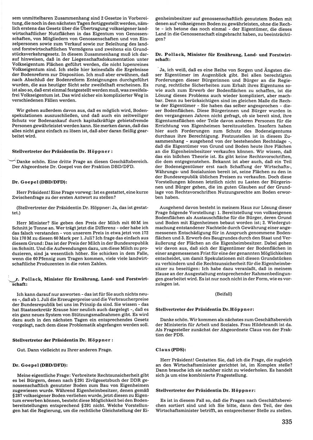 Tagungen der Volkskammer (VK) der Deutschen Demokratischen Republik (DDR), 10. Wahlperiode 1990, Seite 335 (VK. DDR 10. WP. 1990, Prot. Tg. 1-38, 5.4.-2.10.1990, S. 335)