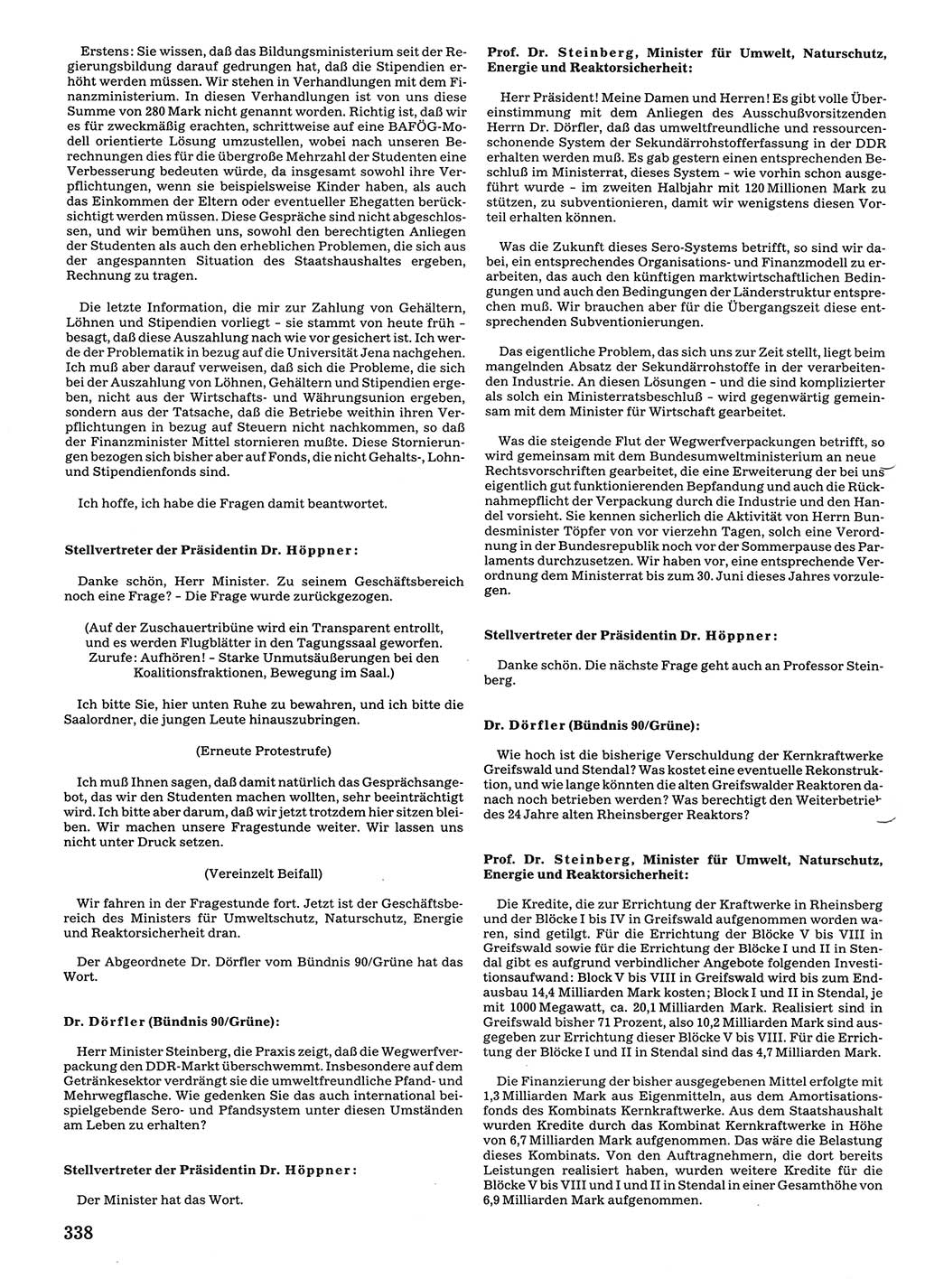 Tagungen der Volkskammer (VK) der Deutschen Demokratischen Republik (DDR), 10. Wahlperiode 1990, Seite 338 (VK. DDR 10. WP. 1990, Prot. Tg. 1-38, 5.4.-2.10.1990, S. 338)