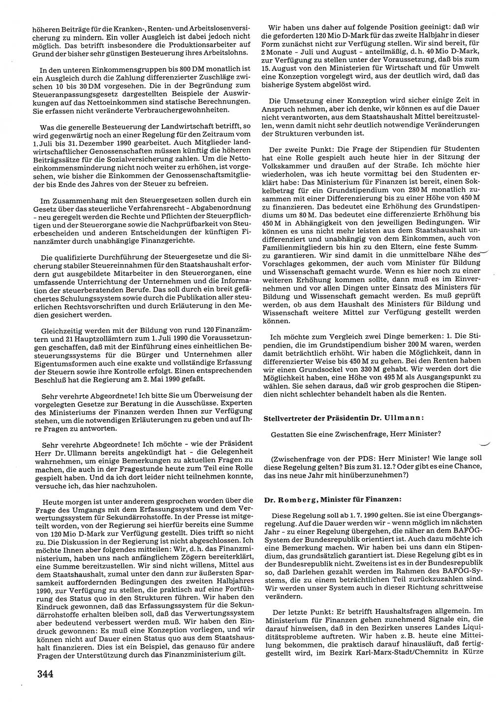 Tagungen der Volkskammer (VK) der Deutschen Demokratischen Republik (DDR), 10. Wahlperiode 1990, Seite 344 (VK. DDR 10. WP. 1990, Prot. Tg. 1-38, 5.4.-2.10.1990, S. 344)