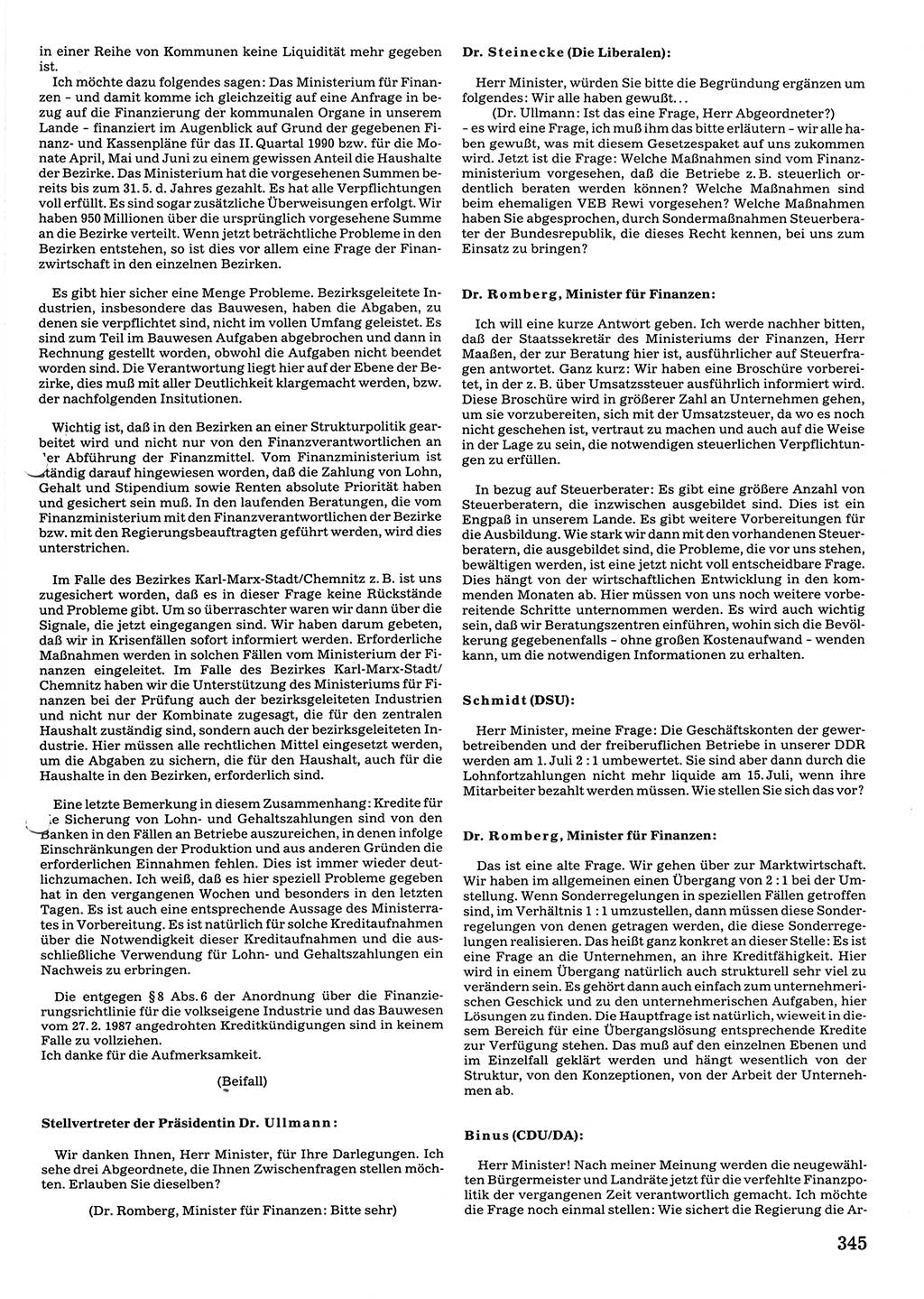 Tagungen der Volkskammer (VK) der Deutschen Demokratischen Republik (DDR), 10. Wahlperiode 1990, Seite 345 (VK. DDR 10. WP. 1990, Prot. Tg. 1-38, 5.4.-2.10.1990, S. 345)