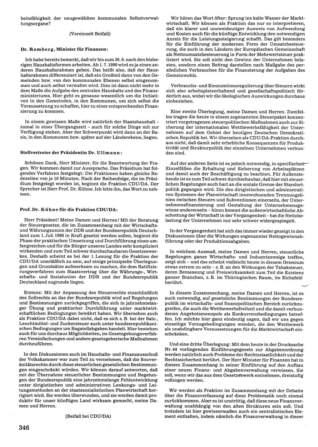 Tagungen der Volkskammer (VK) der Deutschen Demokratischen Republik (DDR), 10. Wahlperiode 1990, Seite 346 (VK. DDR 10. WP. 1990, Prot. Tg. 1-38, 5.4.-2.10.1990, S. 346)