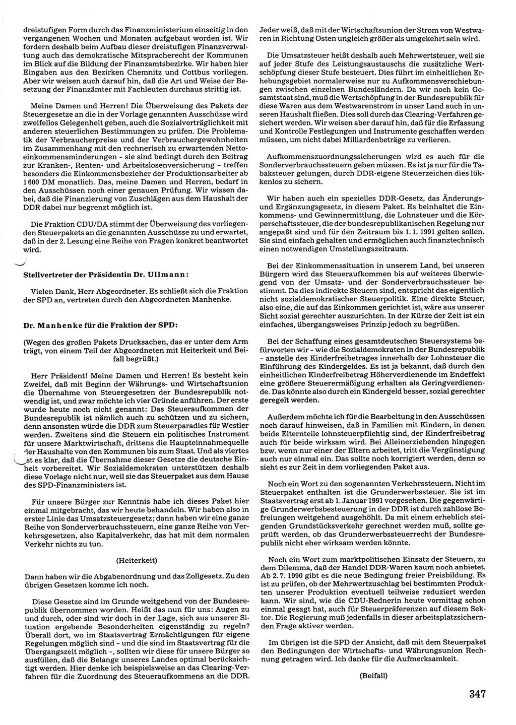 Tagungen der Volkskammer (VK) der Deutschen Demokratischen Republik (DDR), 10. Wahlperiode 1990, Seite 347 (VK. DDR 10. WP. 1990, Prot. Tg. 1-38, 5.4.-2.10.1990, S. 347)