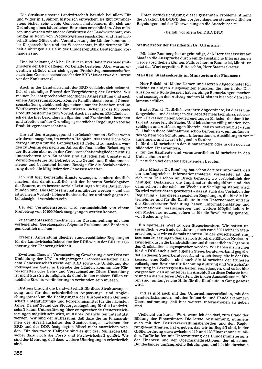 Tagungen der Volkskammer (VK) der Deutschen Demokratischen Republik (DDR), 10. Wahlperiode 1990, Seite 352 (VK. DDR 10. WP. 1990, Prot. Tg. 1-38, 5.4.-2.10.1990, S. 352)