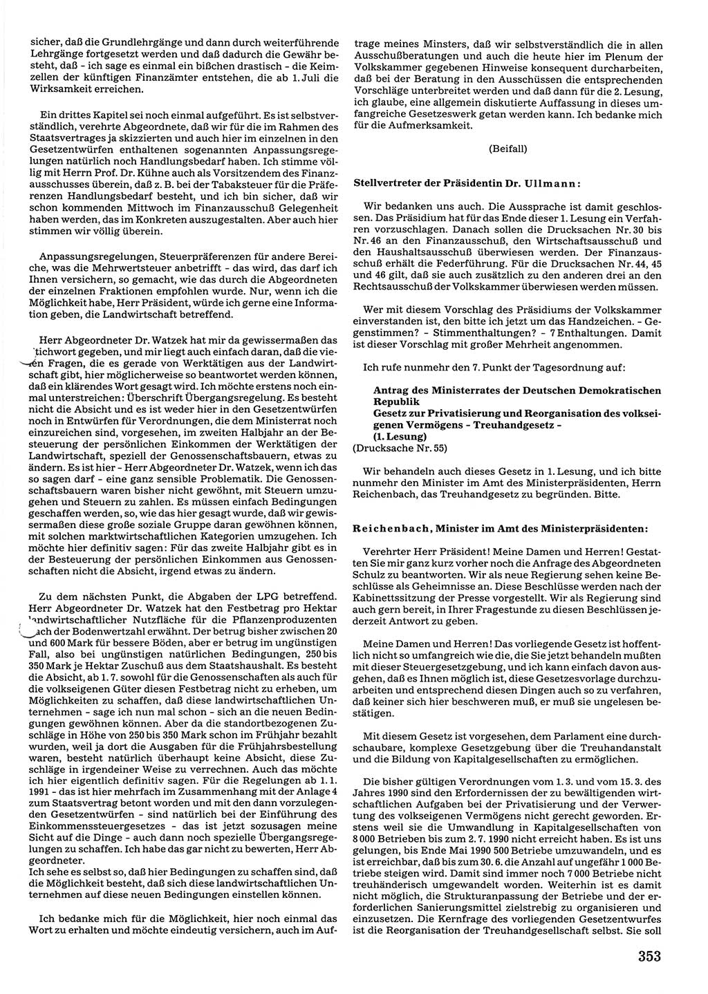 Tagungen der Volkskammer (VK) der Deutschen Demokratischen Republik (DDR), 10. Wahlperiode 1990, Seite 353 (VK. DDR 10. WP. 1990, Prot. Tg. 1-38, 5.4.-2.10.1990, S. 353)