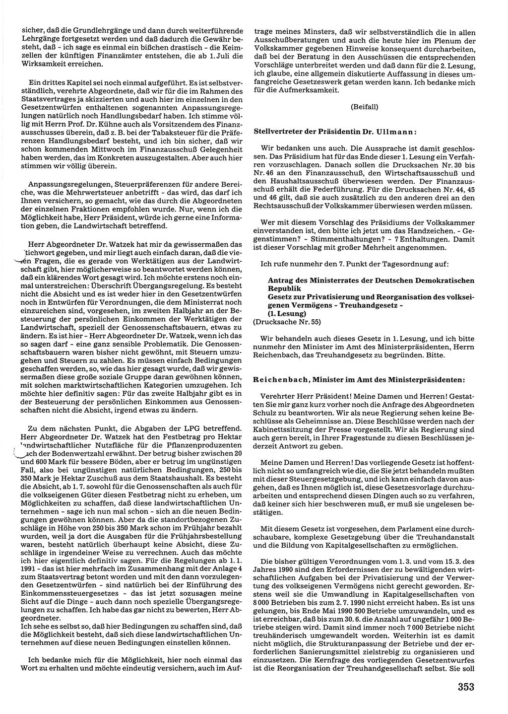 Tagungen der Volkskammer (VK) der Deutschen Demokratischen Republik (DDR), 10. Wahlperiode 1990, Seite 353 (VK. DDR 10. WP. 1990, Prot. Tg. 1-38, 5.4.-2.10.1990, S. 353)