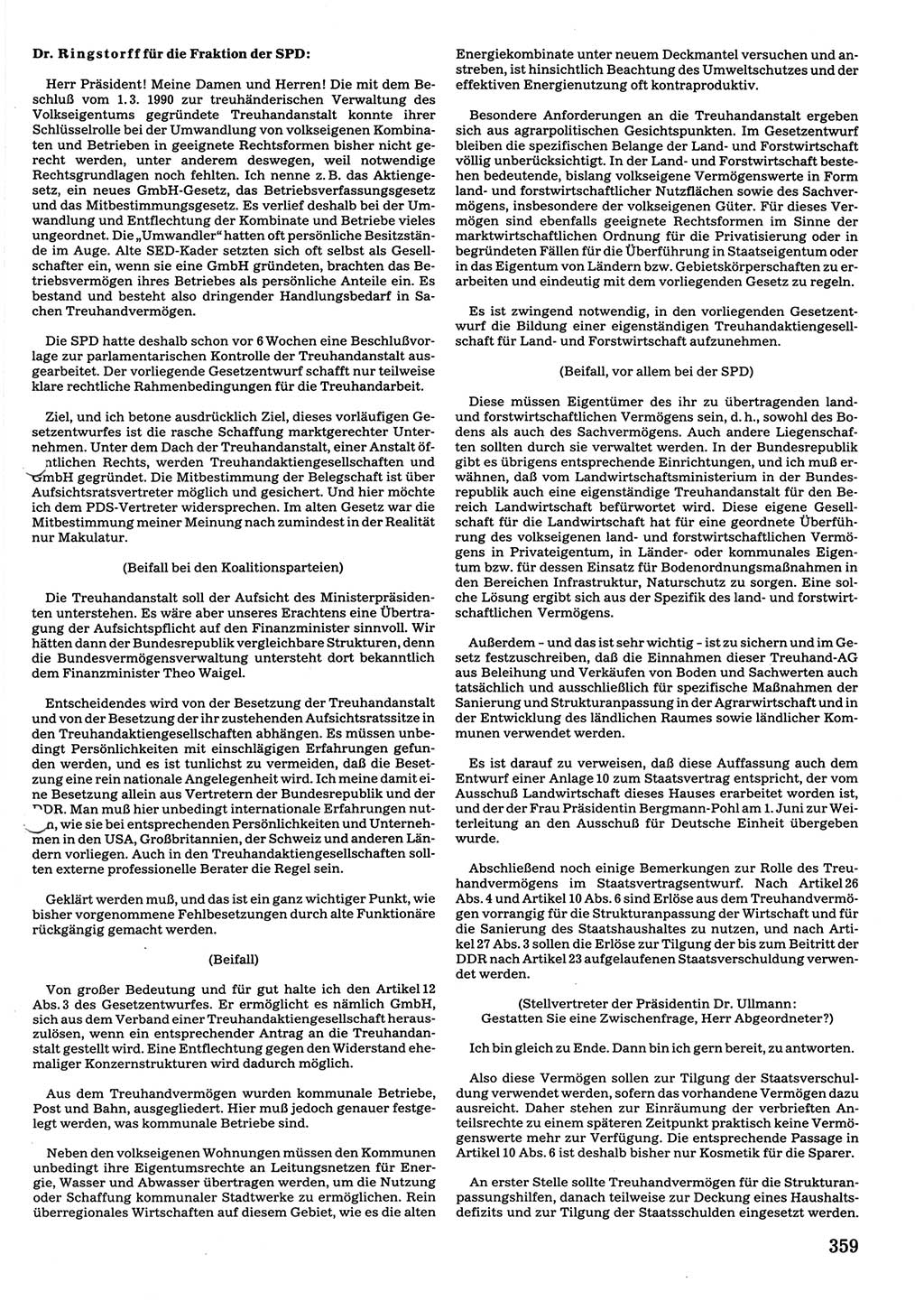Tagungen der Volkskammer (VK) der Deutschen Demokratischen Republik (DDR), 10. Wahlperiode 1990, Seite 359 (VK. DDR 10. WP. 1990, Prot. Tg. 1-38, 5.4.-2.10.1990, S. 359)