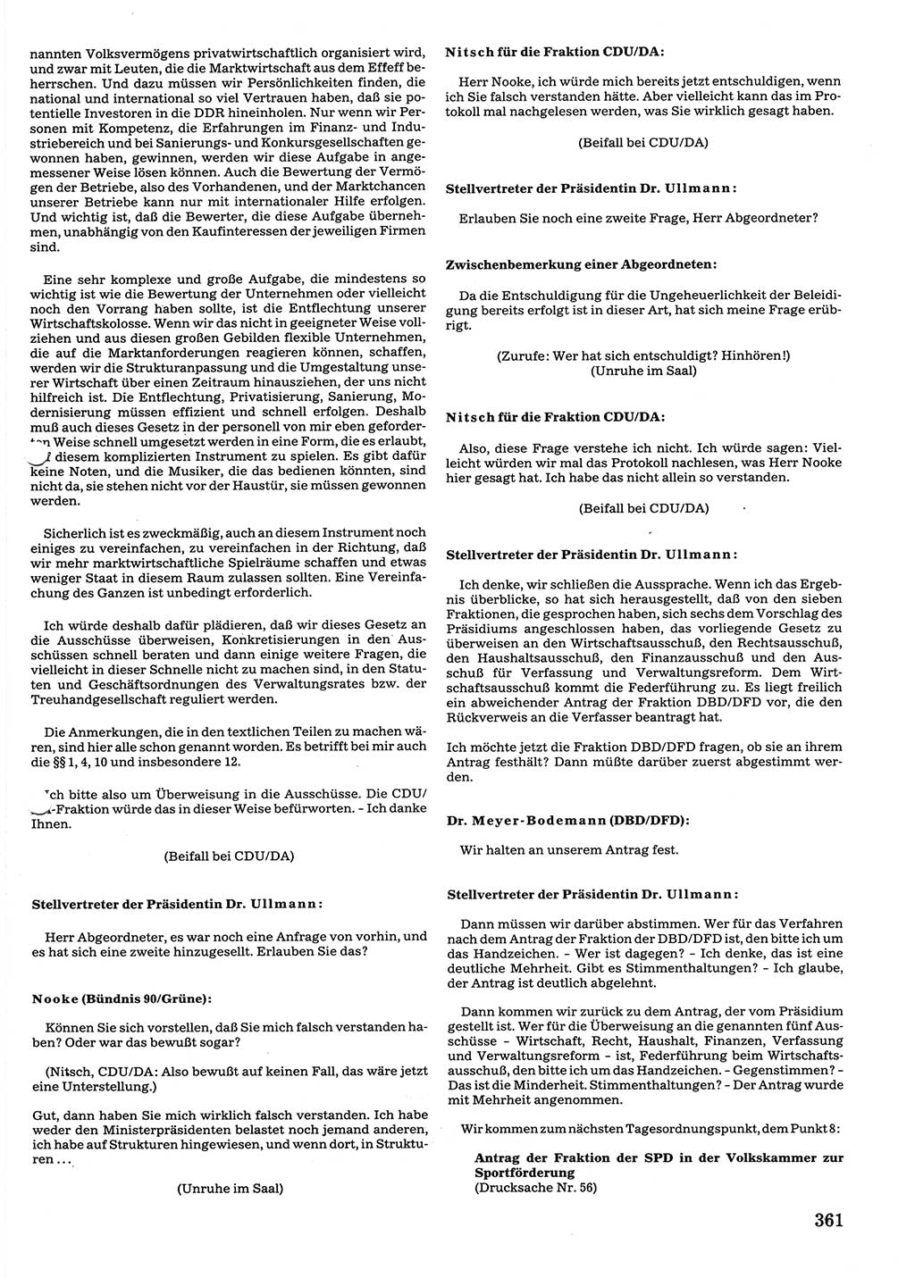 Tagungen der Volkskammer (VK) der Deutschen Demokratischen Republik (DDR), 10. Wahlperiode 1990, Seite 361 (VK. DDR 10. WP. 1990, Prot. Tg. 1-38, 5.4.-2.10.1990, S. 361)