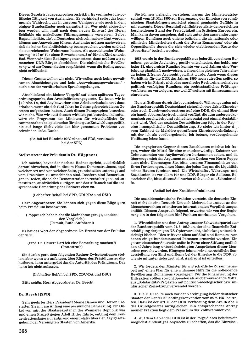 Tagungen der Volkskammer (VK) der Deutschen Demokratischen Republik (DDR), 10. Wahlperiode 1990, Seite 368 (VK. DDR 10. WP. 1990, Prot. Tg. 1-38, 5.4.-2.10.1990, S. 368)