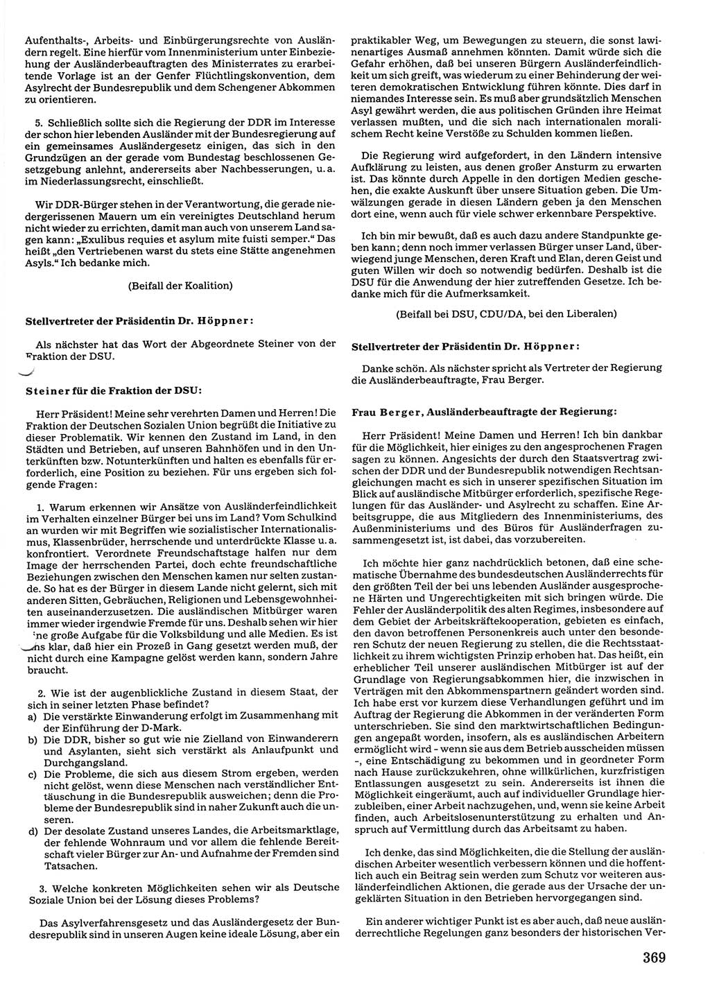 Tagungen der Volkskammer (VK) der Deutschen Demokratischen Republik (DDR), 10. Wahlperiode 1990, Seite 369 (VK. DDR 10. WP. 1990, Prot. Tg. 1-38, 5.4.-2.10.1990, S. 369)