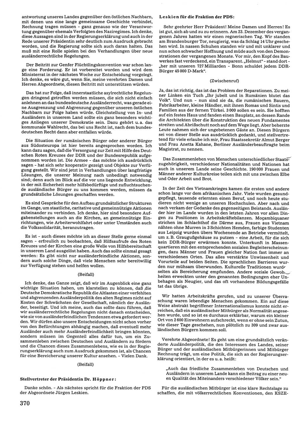 Tagungen der Volkskammer (VK) der Deutschen Demokratischen Republik (DDR), 10. Wahlperiode 1990, Seite 370 (VK. DDR 10. WP. 1990, Prot. Tg. 1-38, 5.4.-2.10.1990, S. 370)