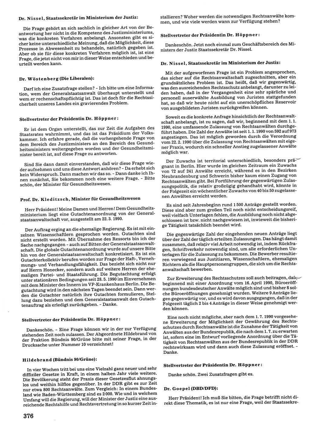 Tagungen der Volkskammer (VK) der Deutschen Demokratischen Republik (DDR), 10. Wahlperiode 1990, Seite 376 (VK. DDR 10. WP. 1990, Prot. Tg. 1-38, 5.4.-2.10.1990, S. 376)