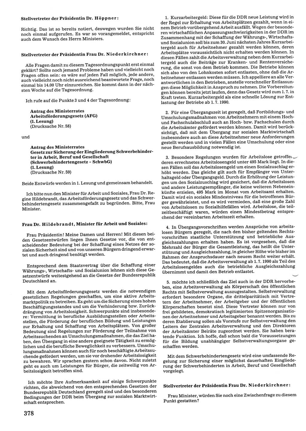 Tagungen der Volkskammer (VK) der Deutschen Demokratischen Republik (DDR), 10. Wahlperiode 1990, Seite 378 (VK. DDR 10. WP. 1990, Prot. Tg. 1-38, 5.4.-2.10.1990, S. 378)