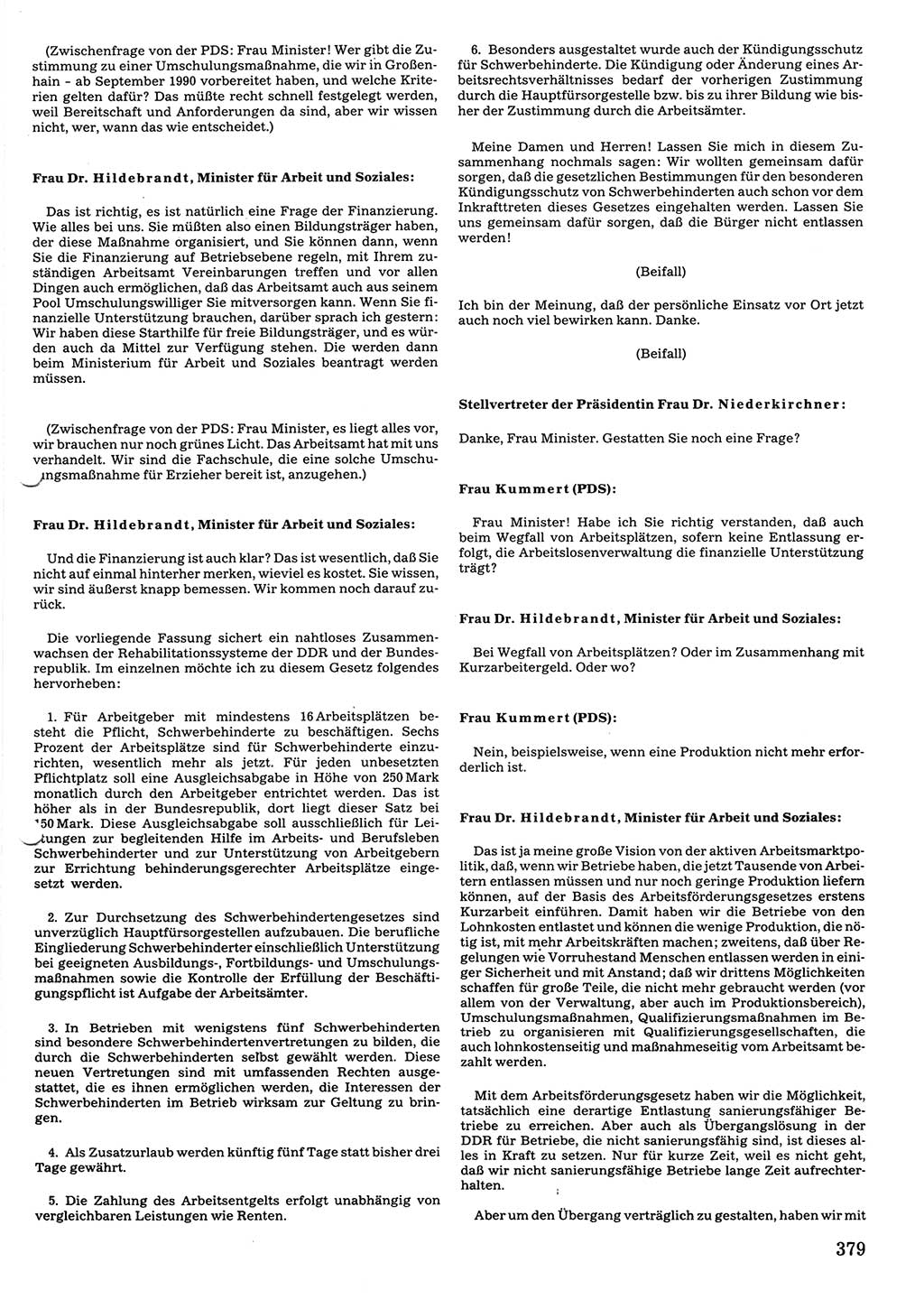 Tagungen der Volkskammer (VK) der Deutschen Demokratischen Republik (DDR), 10. Wahlperiode 1990, Seite 379 (VK. DDR 10. WP. 1990, Prot. Tg. 1-38, 5.4.-2.10.1990, S. 379)