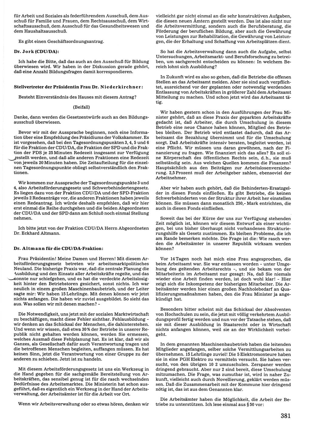 Tagungen der Volkskammer (VK) der Deutschen Demokratischen Republik (DDR), 10. Wahlperiode 1990, Seite 381 (VK. DDR 10. WP. 1990, Prot. Tg. 1-38, 5.4.-2.10.1990, S. 381)