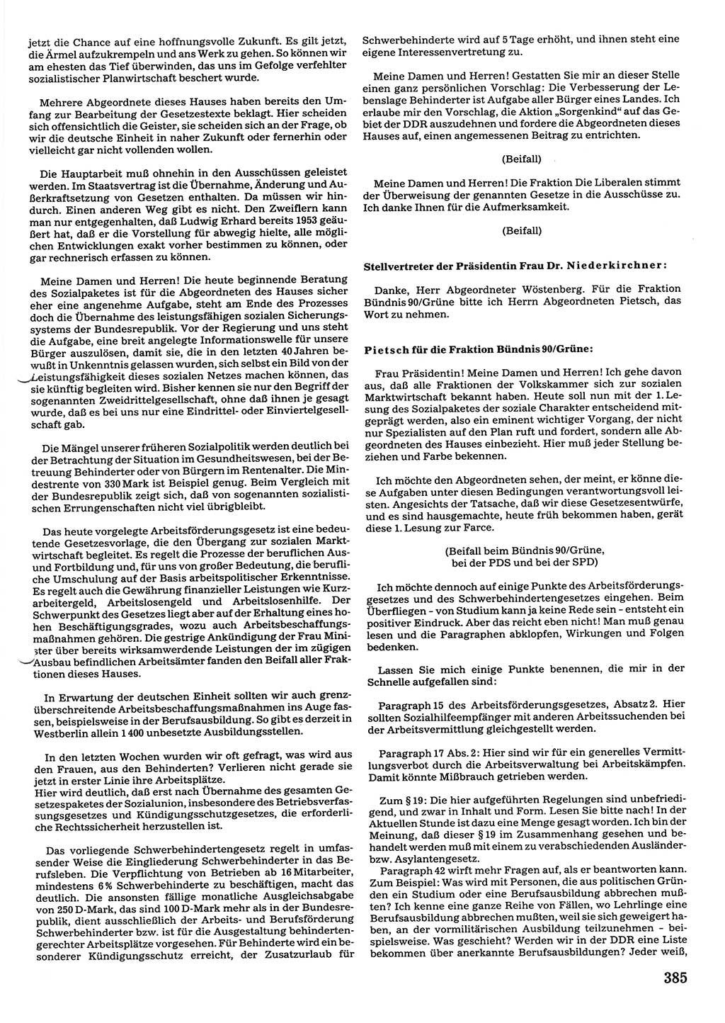 Tagungen der Volkskammer (VK) der Deutschen Demokratischen Republik (DDR), 10. Wahlperiode 1990, Seite 385 (VK. DDR 10. WP. 1990, Prot. Tg. 1-38, 5.4.-2.10.1990, S. 385)