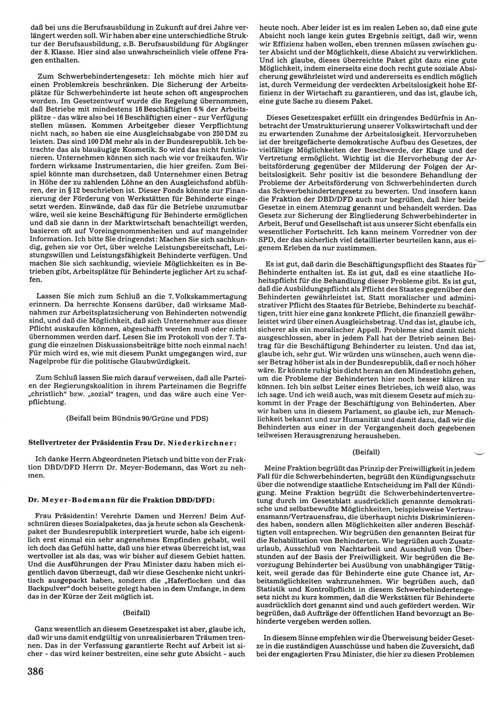 Tagungen der Volkskammer (VK) der Deutschen Demokratischen Republik (DDR), 10. Wahlperiode 1990, Seite 386 (VK. DDR 10. WP. 1990, Prot. Tg. 1-38, 5.4.-2.10.1990, S. 386)