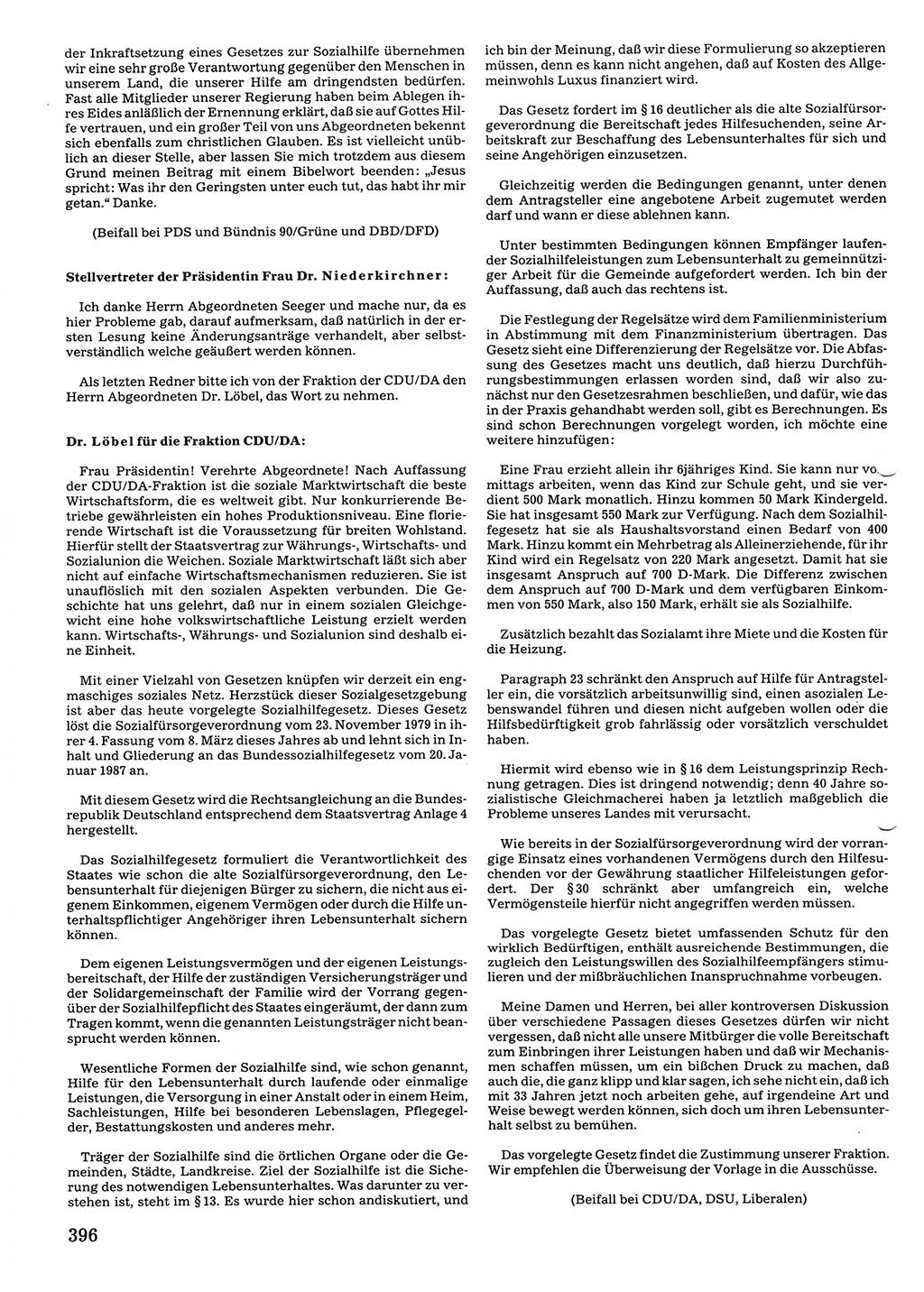 Tagungen der Volkskammer (VK) der Deutschen Demokratischen Republik (DDR), 10. Wahlperiode 1990, Seite 396 (VK. DDR 10. WP. 1990, Prot. Tg. 1-38, 5.4.-2.10.1990, S. 396)