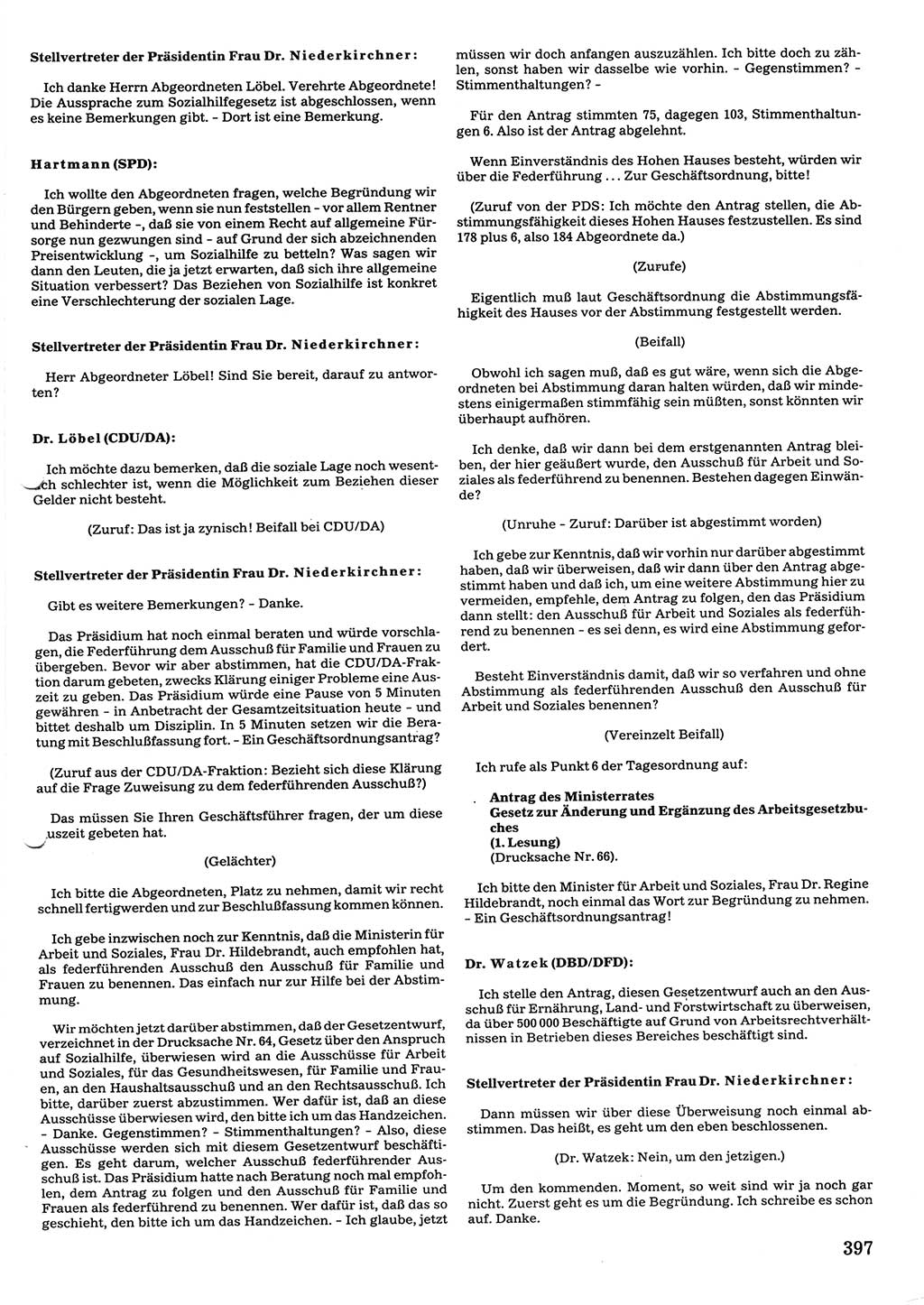 Tagungen der Volkskammer (VK) der Deutschen Demokratischen Republik (DDR), 10. Wahlperiode 1990, Seite 397 (VK. DDR 10. WP. 1990, Prot. Tg. 1-38, 5.4.-2.10.1990, S. 397)