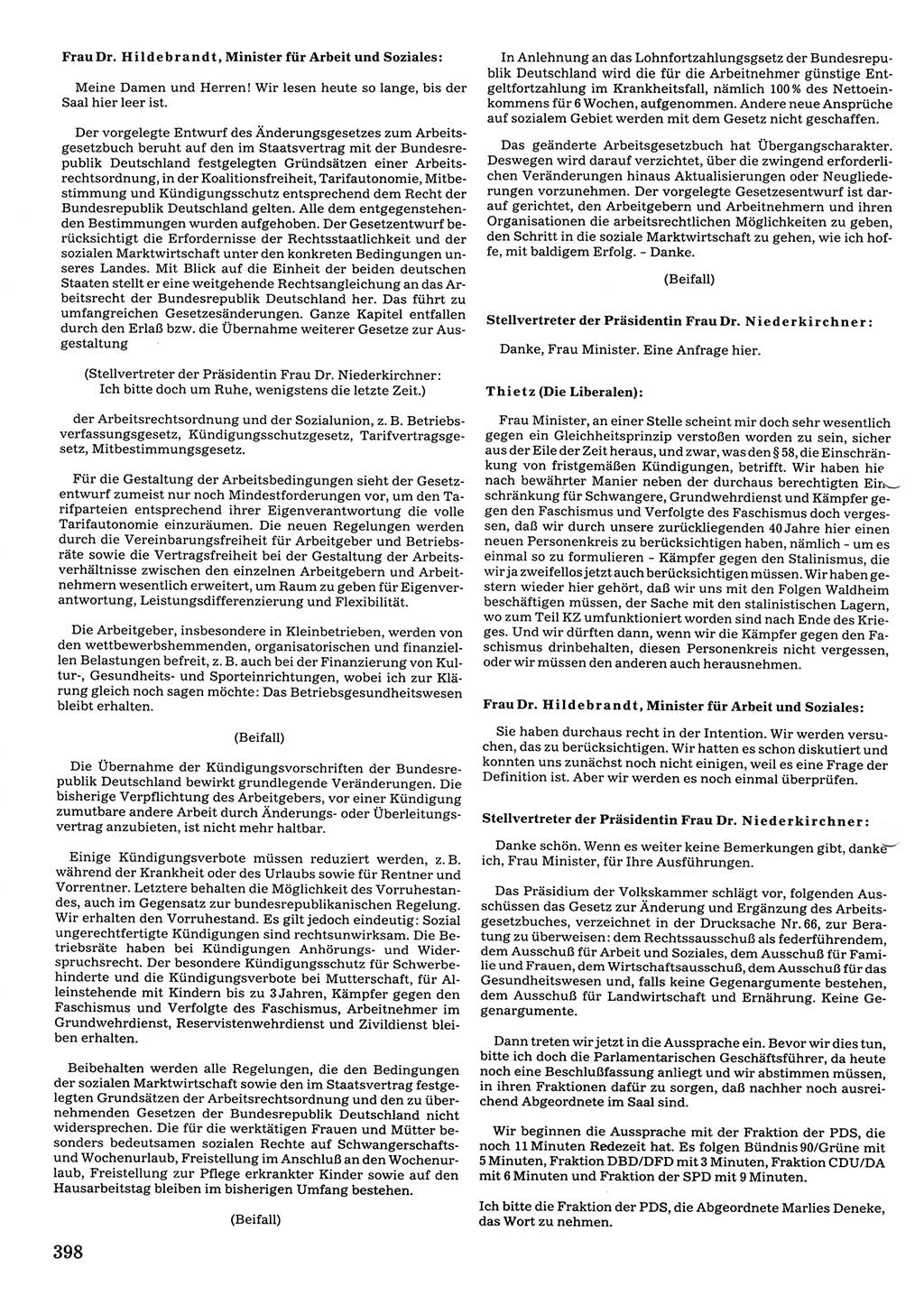 Tagungen der Volkskammer (VK) der Deutschen Demokratischen Republik (DDR), 10. Wahlperiode 1990, Seite 398 (VK. DDR 10. WP. 1990, Prot. Tg. 1-38, 5.4.-2.10.1990, S. 398)