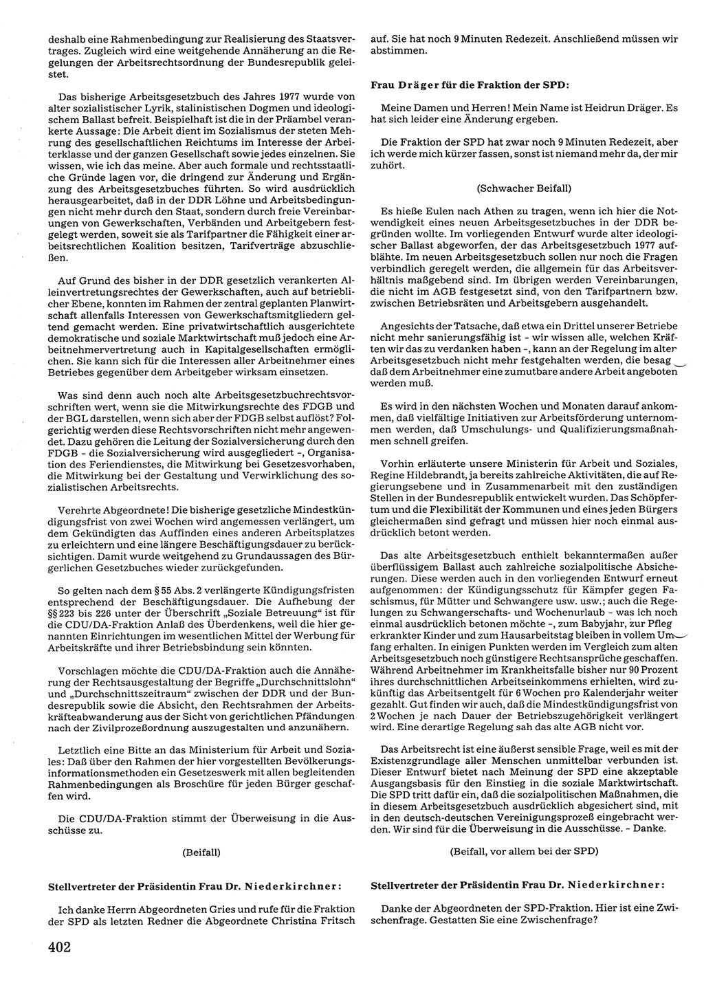 Tagungen der Volkskammer (VK) der Deutschen Demokratischen Republik (DDR), 10. Wahlperiode 1990, Seite 402 (VK. DDR 10. WP. 1990, Prot. Tg. 1-38, 5.4.-2.10.1990, S. 402)