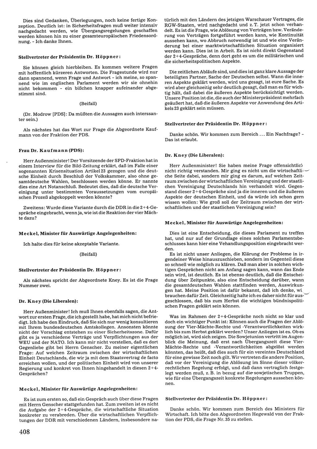 Tagungen der Volkskammer (VK) der Deutschen Demokratischen Republik (DDR), 10. Wahlperiode 1990, Seite 408 (VK. DDR 10. WP. 1990, Prot. Tg. 1-38, 5.4.-2.10.1990, S. 408)