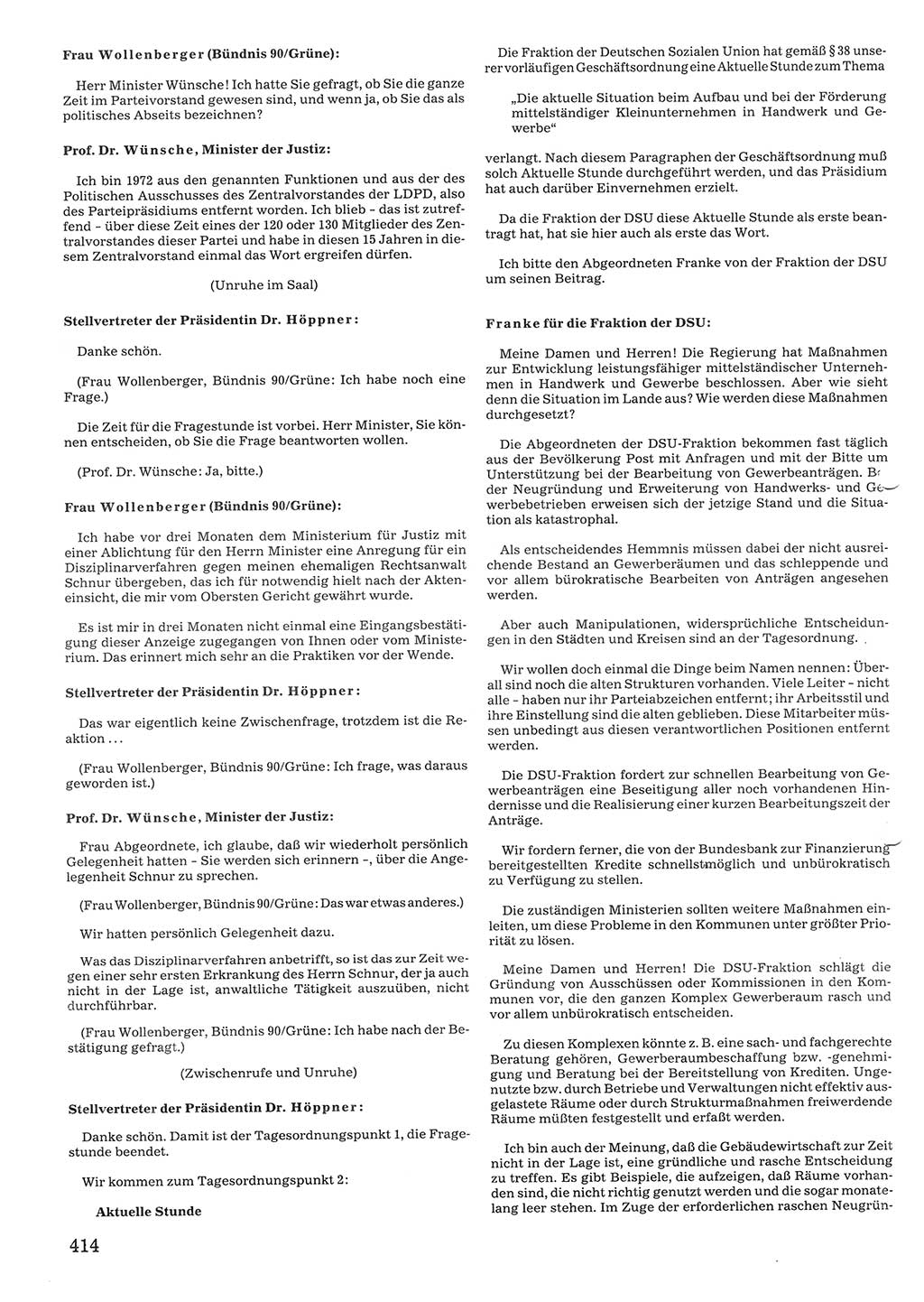 Tagungen der Volkskammer (VK) der Deutschen Demokratischen Republik (DDR), 10. Wahlperiode 1990, Seite 414 (VK. DDR 10. WP. 1990, Prot. Tg. 1-38, 5.4.-2.10.1990, S. 414)