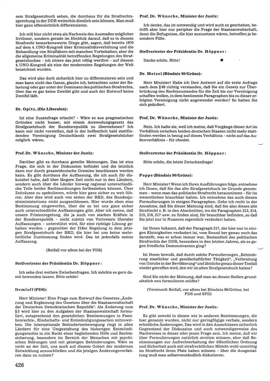 Tagungen der Volkskammer (VK) der Deutschen Demokratischen Republik (DDR), 10. Wahlperiode 1990, Seite 426 (VK. DDR 10. WP. 1990, Prot. Tg. 1-38, 5.4.-2.10.1990, S. 426)