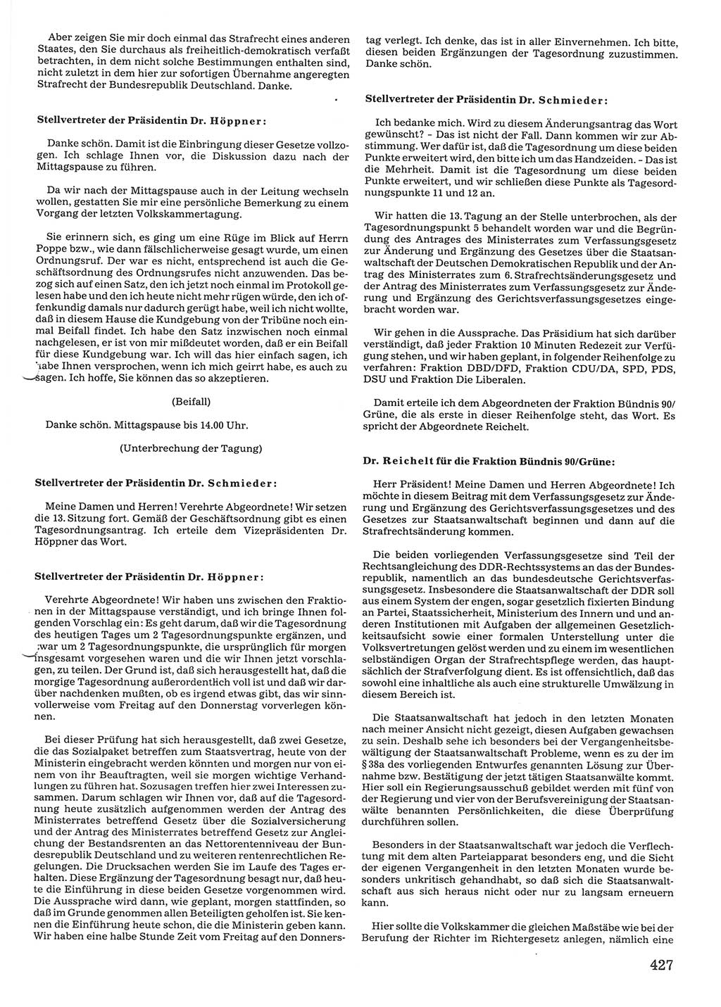 Tagungen der Volkskammer (VK) der Deutschen Demokratischen Republik (DDR), 10. Wahlperiode 1990, Seite 427 (VK. DDR 10. WP. 1990, Prot. Tg. 1-38, 5.4.-2.10.1990, S. 427)