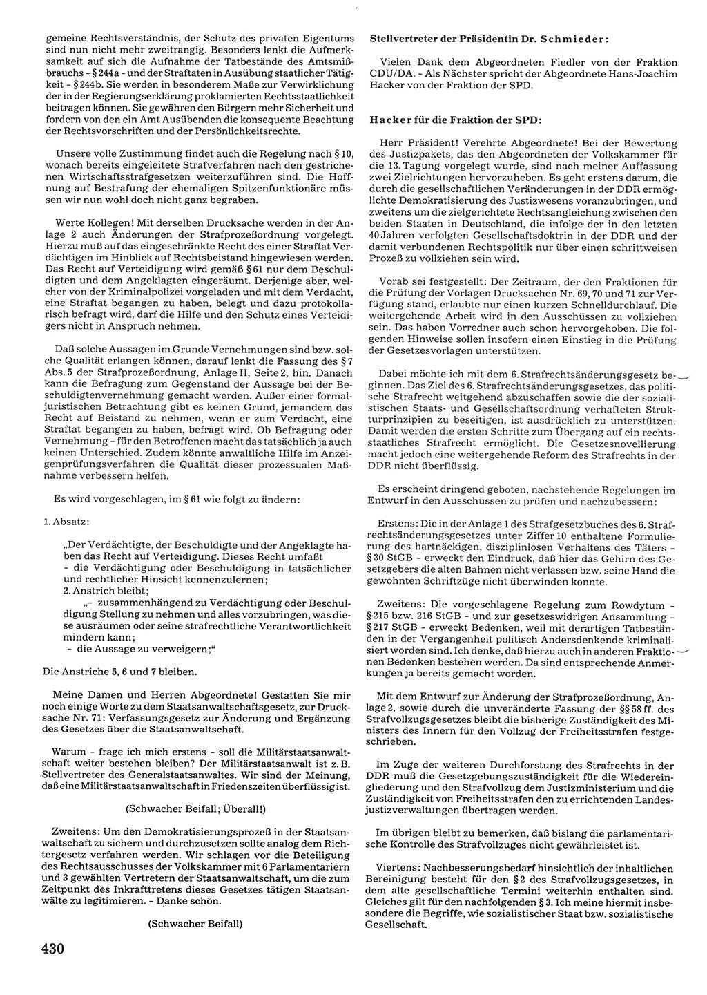 Tagungen der Volkskammer (VK) der Deutschen Demokratischen Republik (DDR), 10. Wahlperiode 1990, Seite 430 (VK. DDR 10. WP. 1990, Prot. Tg. 1-38, 5.4.-2.10.1990, S. 430)