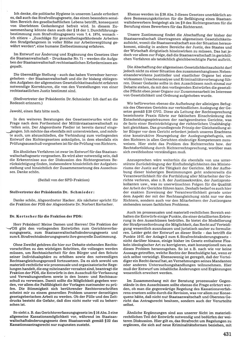 Tagungen der Volkskammer (VK) der Deutschen Demokratischen Republik (DDR), 10. Wahlperiode 1990, Seite 431 (VK. DDR 10. WP. 1990, Prot. Tg. 1-38, 5.4.-2.10.1990, S. 431)