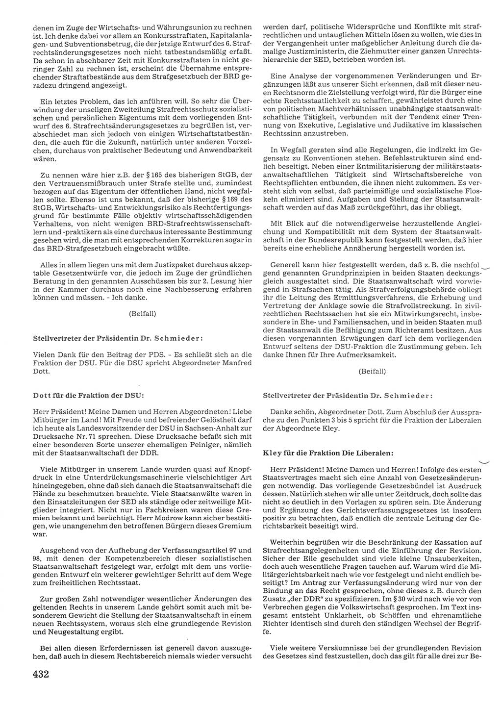 Tagungen der Volkskammer (VK) der Deutschen Demokratischen Republik (DDR), 10. Wahlperiode 1990, Seite 432 (VK. DDR 10. WP. 1990, Prot. Tg. 1-38, 5.4.-2.10.1990, S. 432)