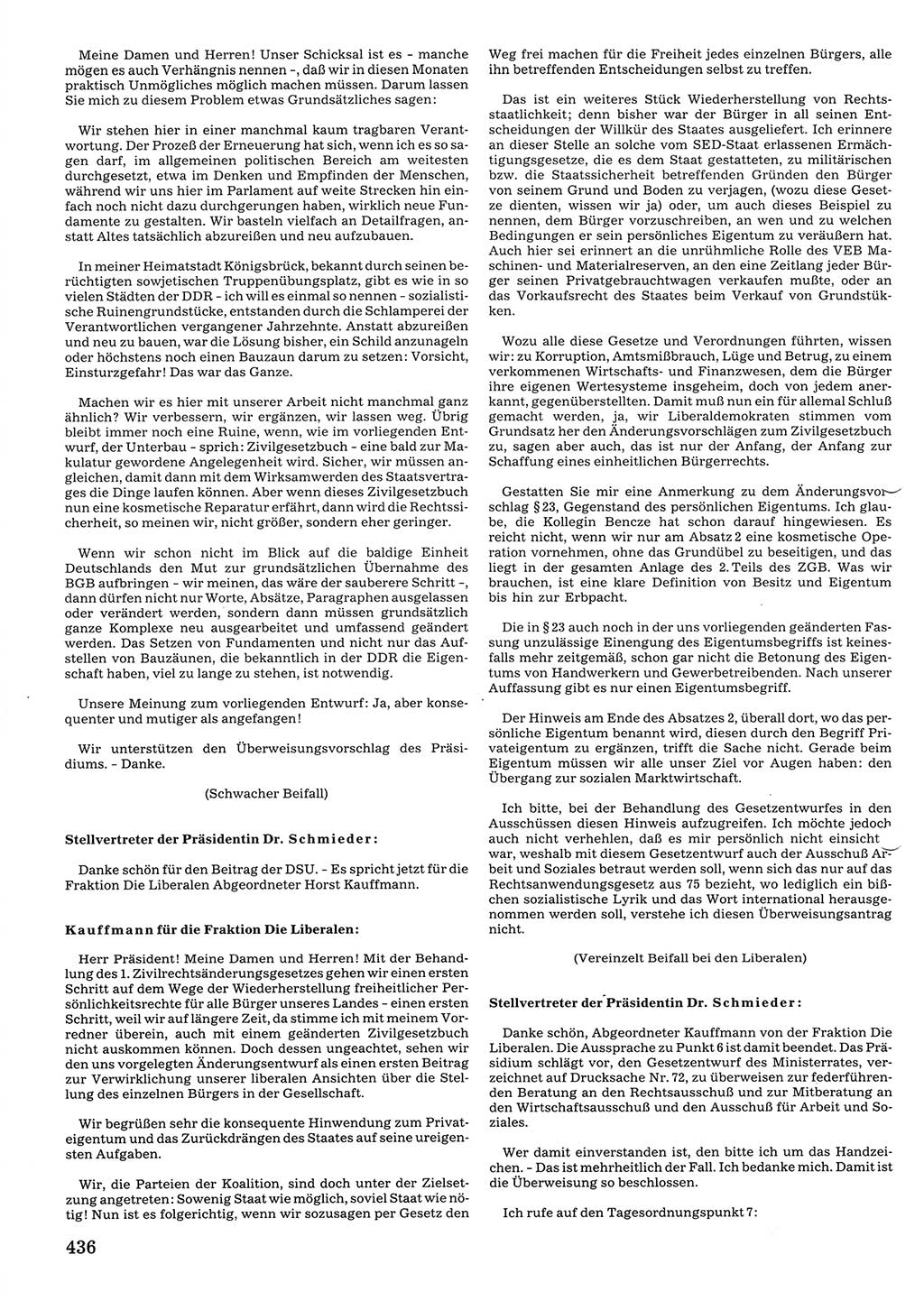 Tagungen der Volkskammer (VK) der Deutschen Demokratischen Republik (DDR), 10. Wahlperiode 1990, Seite 436 (VK. DDR 10. WP. 1990, Prot. Tg. 1-38, 5.4.-2.10.1990, S. 436)