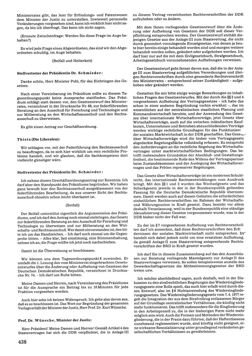 Tagungen der Volkskammer (VK) der Deutschen Demokratischen Republik (DDR), 10. Wahlperiode 1990, Seite 438 (VK. DDR 10. WP. 1990, Prot. Tg. 1-38, 5.4.-2.10.1990, S. 438)