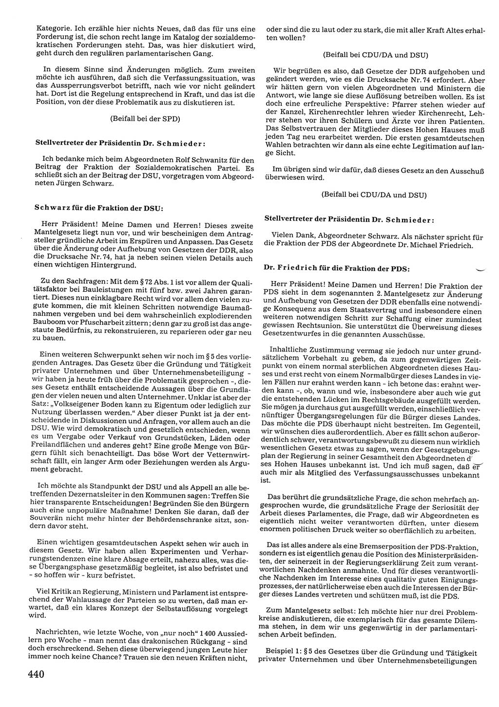 Tagungen der Volkskammer (VK) der Deutschen Demokratischen Republik (DDR), 10. Wahlperiode 1990, Seite 440 (VK. DDR 10. WP. 1990, Prot. Tg. 1-38, 5.4.-2.10.1990, S. 440)
