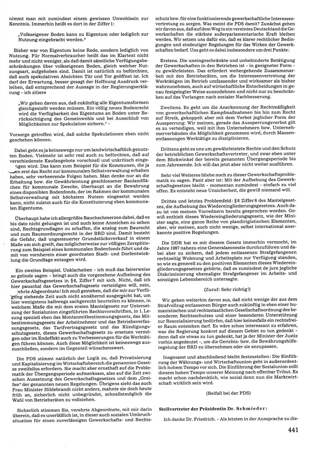 Tagungen der Volkskammer (VK) der Deutschen Demokratischen Republik (DDR), 10. Wahlperiode 1990, Seite 441 (VK. DDR 10. WP. 1990, Prot. Tg. 1-38, 5.4.-2.10.1990, S. 441)