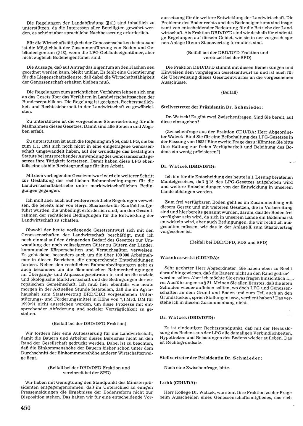 Tagungen der Volkskammer (VK) der Deutschen Demokratischen Republik (DDR), 10. Wahlperiode 1990, Seite 450 (VK. DDR 10. WP. 1990, Prot. Tg. 1-38, 5.4.-2.10.1990, S. 450)
