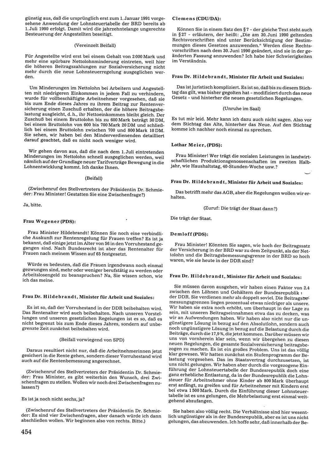 Tagungen der Volkskammer (VK) der Deutschen Demokratischen Republik (DDR), 10. Wahlperiode 1990, Seite 454 (VK. DDR 10. WP. 1990, Prot. Tg. 1-38, 5.4.-2.10.1990, S. 454)