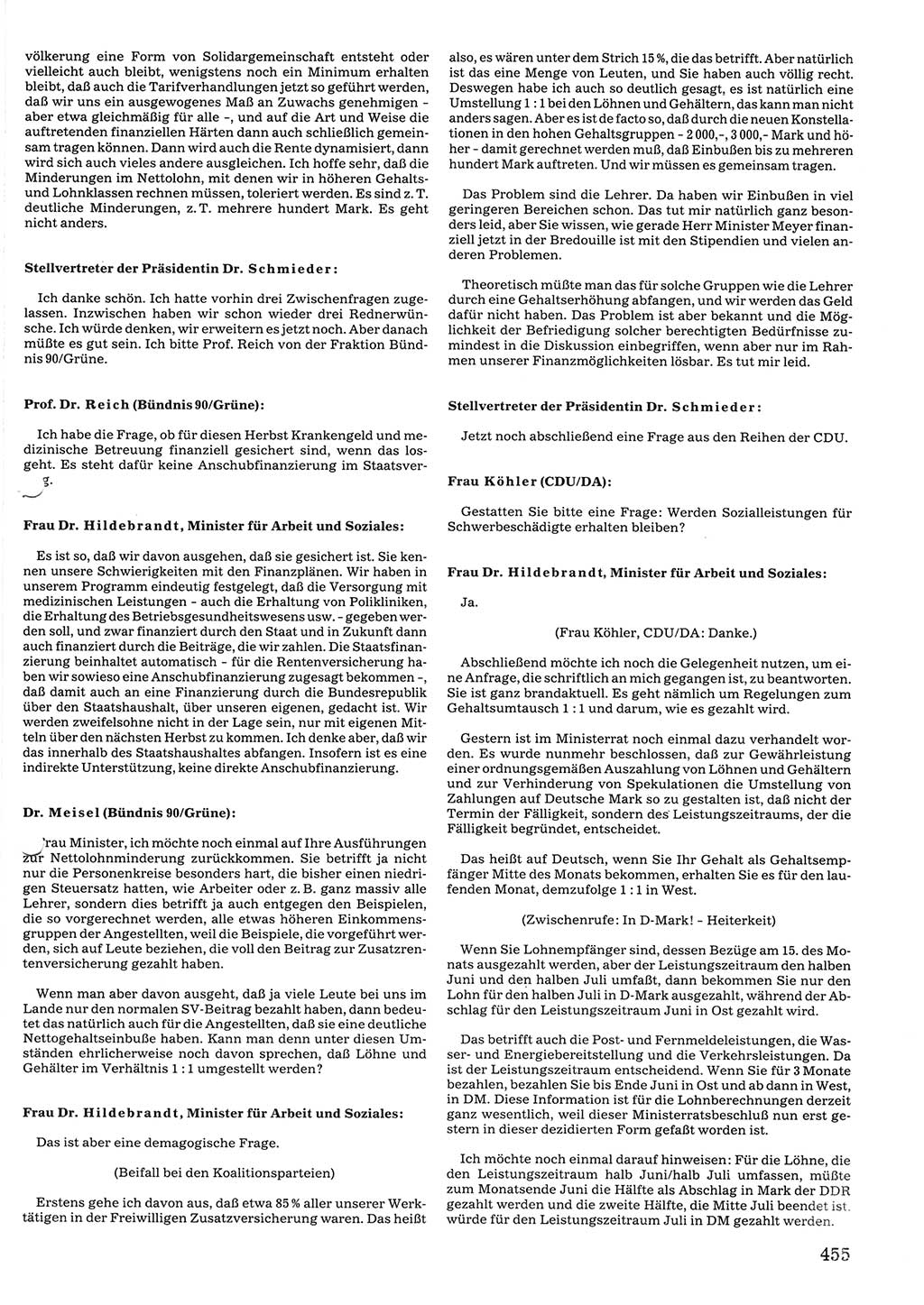 Tagungen der Volkskammer (VK) der Deutschen Demokratischen Republik (DDR), 10. Wahlperiode 1990, Seite 455 (VK. DDR 10. WP. 1990, Prot. Tg. 1-38, 5.4.-2.10.1990, S. 455)