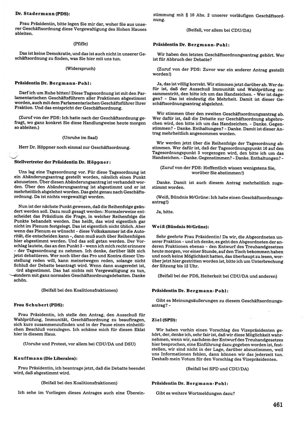 Tagungen der Volkskammer (VK) der Deutschen Demokratischen Republik (DDR), 10. Wahlperiode 1990, Seite 461 (VK. DDR 10. WP. 1990, Prot. Tg. 1-38, 5.4.-2.10.1990, S. 461)