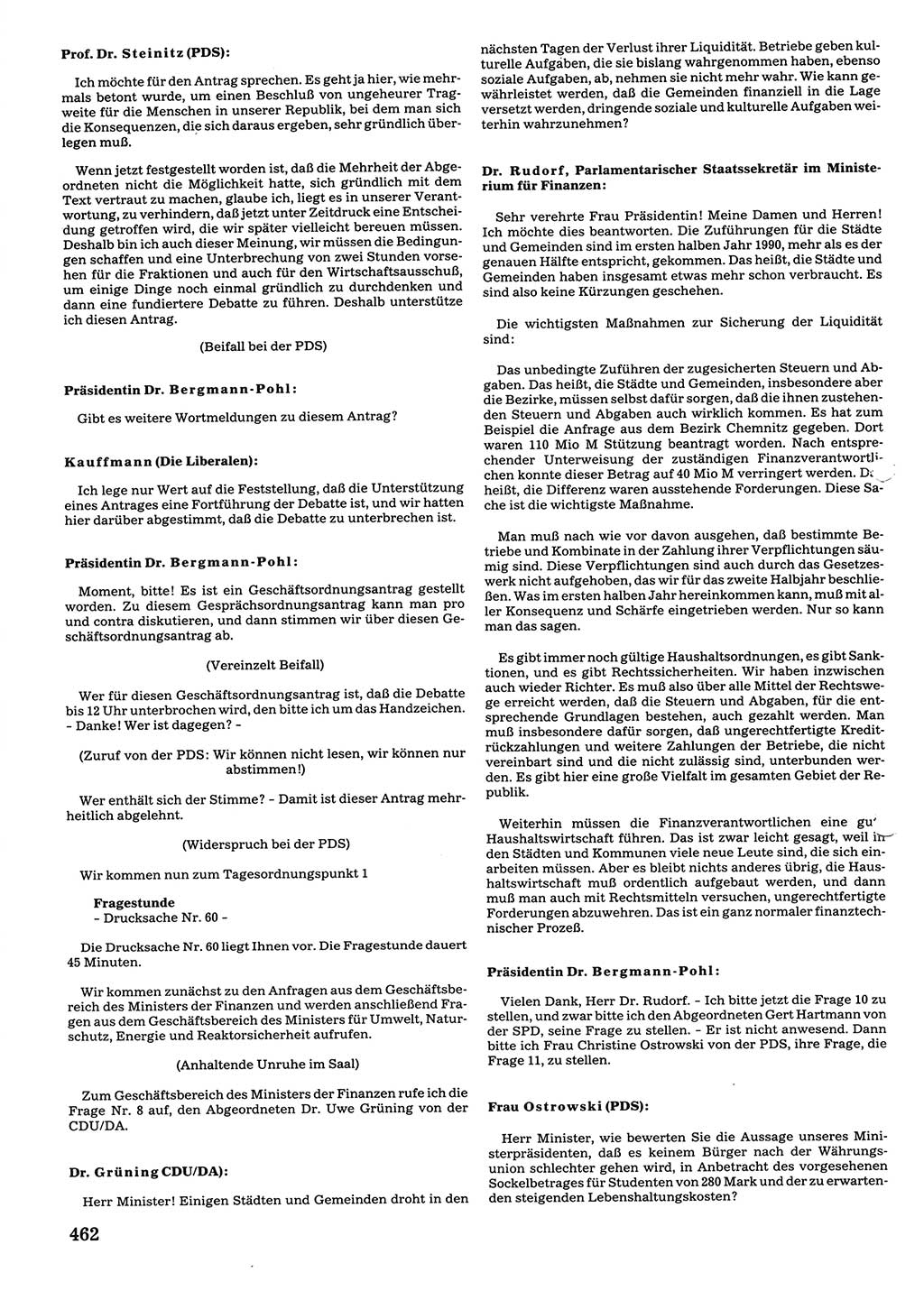 Tagungen der Volkskammer (VK) der Deutschen Demokratischen Republik (DDR), 10. Wahlperiode 1990, Seite 462 (VK. DDR 10. WP. 1990, Prot. Tg. 1-38, 5.4.-2.10.1990, S. 462)