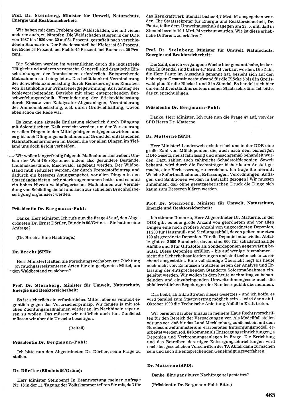 Tagungen der Volkskammer (VK) der Deutschen Demokratischen Republik (DDR), 10. Wahlperiode 1990, Seite 465 (VK. DDR 10. WP. 1990, Prot. Tg. 1-38, 5.4.-2.10.1990, S. 465)