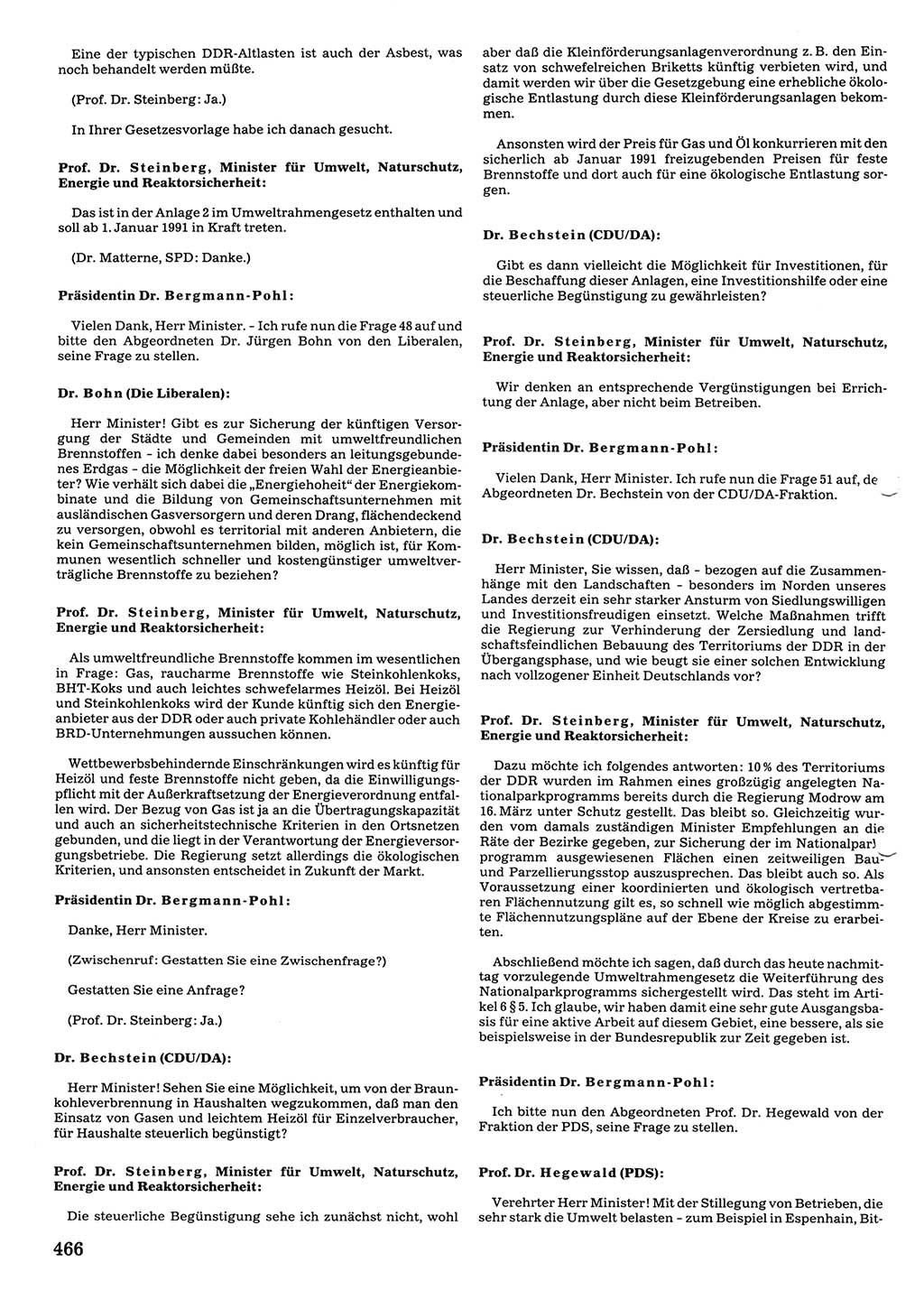 Tagungen der Volkskammer (VK) der Deutschen Demokratischen Republik (DDR), 10. Wahlperiode 1990, Seite 466 (VK. DDR 10. WP. 1990, Prot. Tg. 1-38, 5.4.-2.10.1990, S. 466)