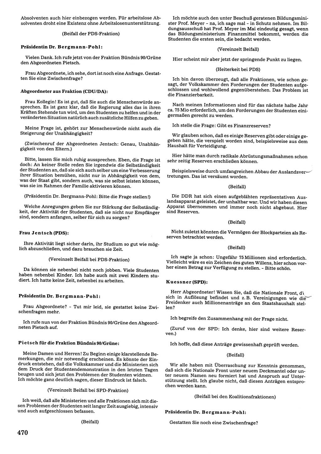 Tagungen der Volkskammer (VK) der Deutschen Demokratischen Republik (DDR), 10. Wahlperiode 1990, Seite 470 (VK. DDR 10. WP. 1990, Prot. Tg. 1-38, 5.4.-2.10.1990, S. 470)