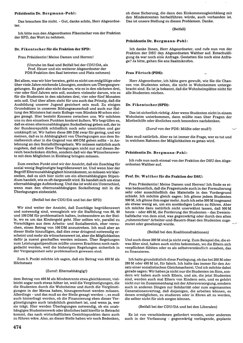 Tagungen der Volkskammer (VK) der Deutschen Demokratischen Republik (DDR), 10. Wahlperiode 1990, Seite 474 (VK. DDR 10. WP. 1990, Prot. Tg. 1-38, 5.4.-2.10.1990, S. 474)