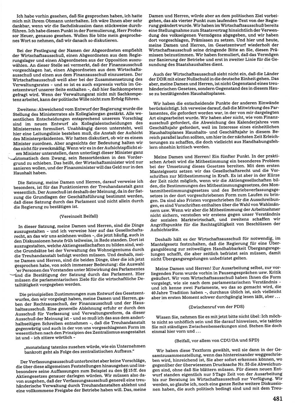 Tagungen der Volkskammer (VK) der Deutschen Demokratischen Republik (DDR), 10. Wahlperiode 1990, Seite 481 (VK. DDR 10. WP. 1990, Prot. Tg. 1-38, 5.4.-2.10.1990, S. 481)