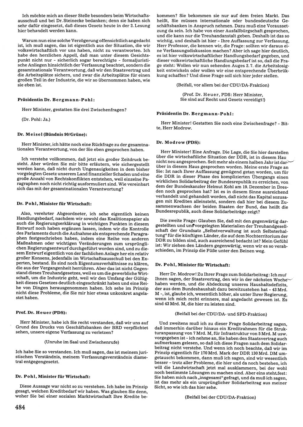 Tagungen der Volkskammer (VK) der Deutschen Demokratischen Republik (DDR), 10. Wahlperiode 1990, Seite 484 (VK. DDR 10. WP. 1990, Prot. Tg. 1-38, 5.4.-2.10.1990, S. 484)
